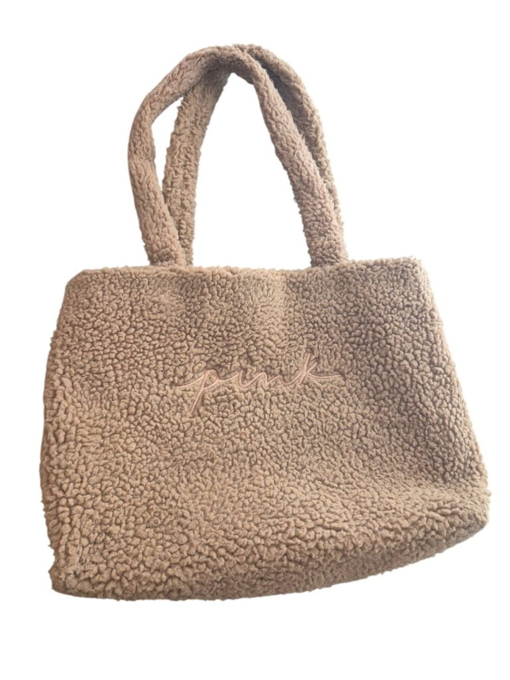 Victoria's Secret Pink Beige Teddy Sherpa Tote Bag
